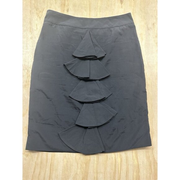 Alice + Olivia Black Tiered Flouced Silk Blend Skirt Small Sz 4 See Measurements - Picture 2 of 7